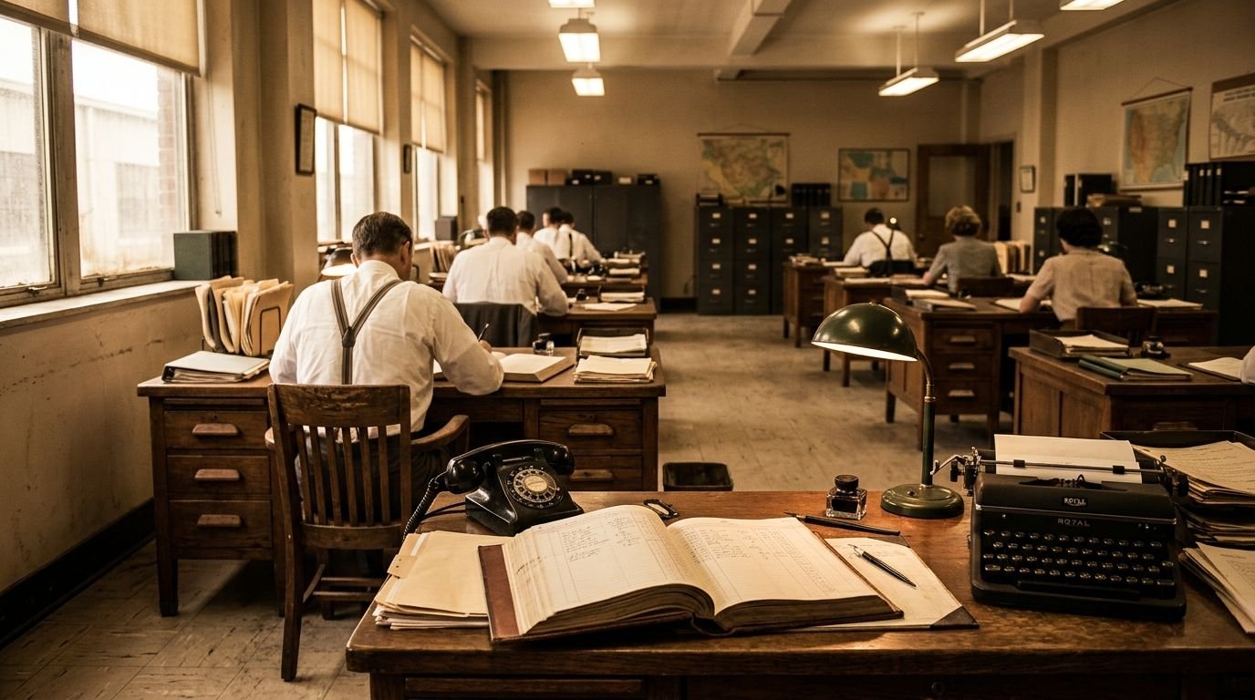 Vintage trading office representing National Agencies' decades of industrial trade history